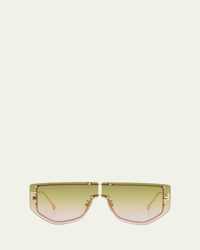 Embellished F Metal Shield Sunglasses
